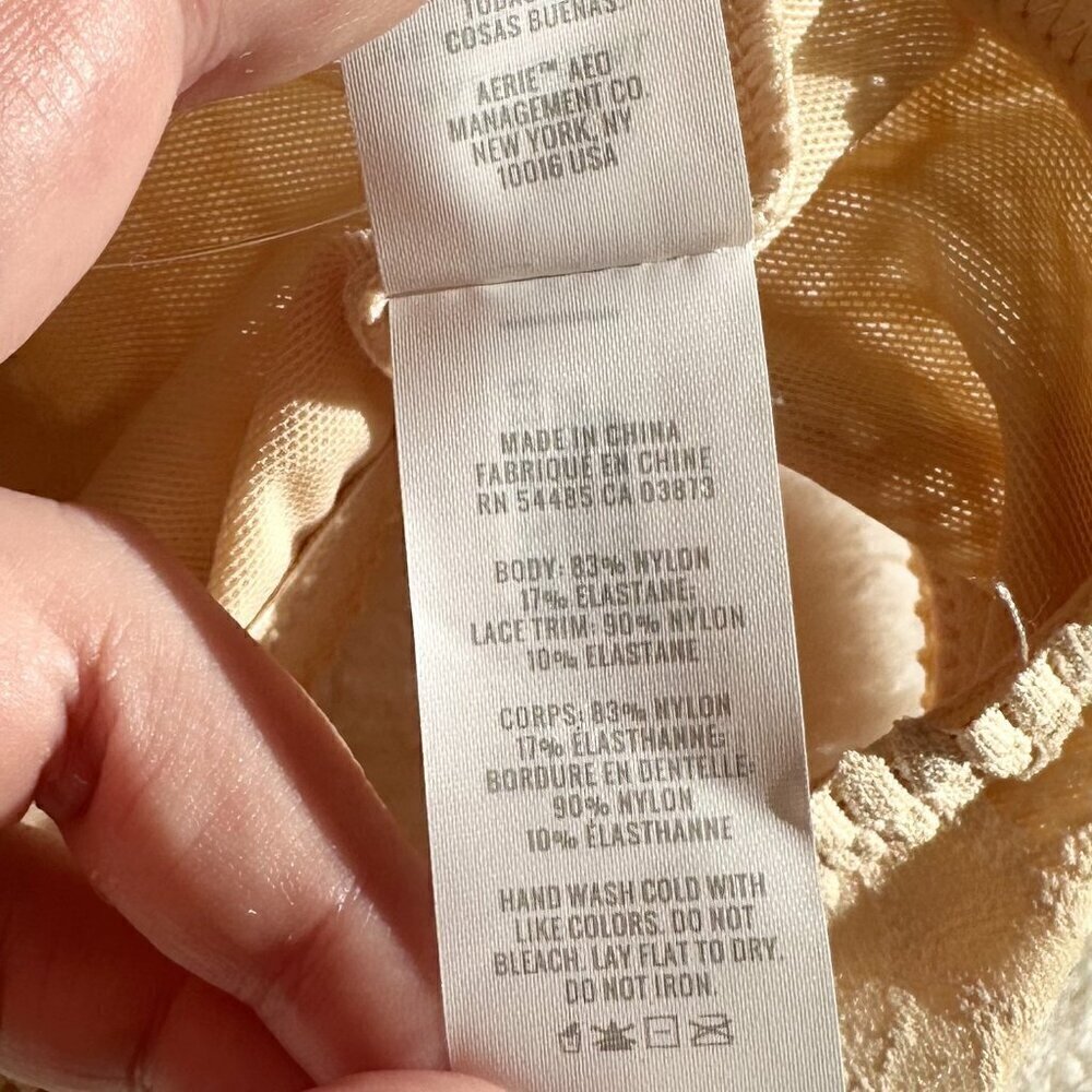 NWT Aerie Tan Cream Coral Lace Bandeau Bralette - Size: Extra Large - Picture 4 of 6